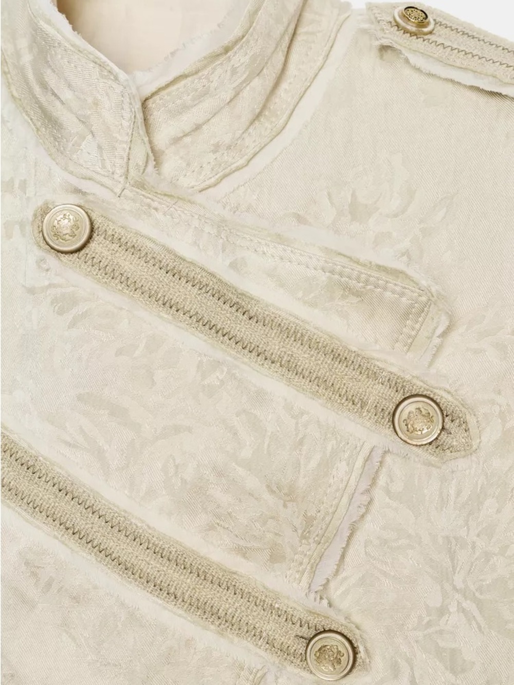 Ivory Military-Style Embroidered Jacket - Picture 11 of 11
